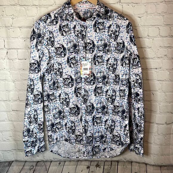 Robert Graham Long Beach Skull Button up Long Sleeve Dress shirt size small - Picture 1 of 8